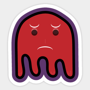 Red unhappy ghost Sticker